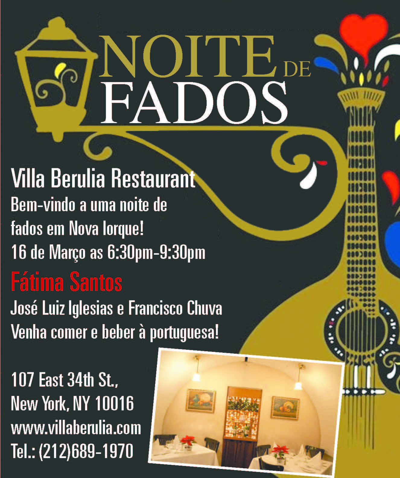 Fado Night at Villa Berulia Restaurant NY